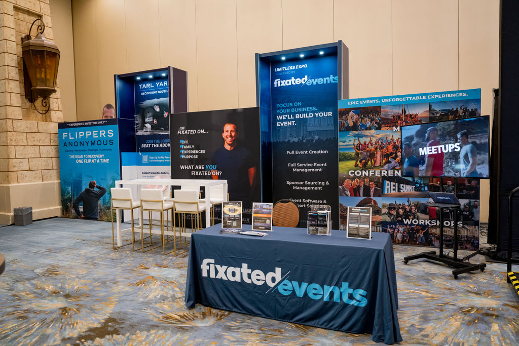 Sponsor exhibit booth setup on the Limitless Expo show floor