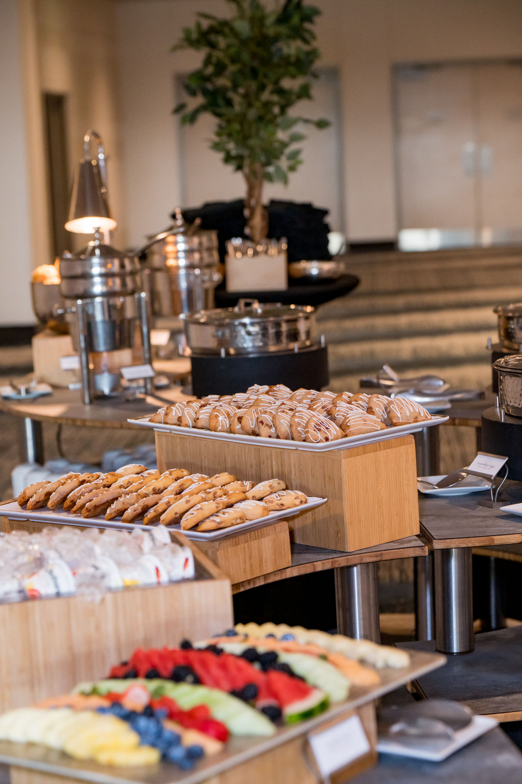 Catered breakfast buffet line at the TMRS City Training Conference