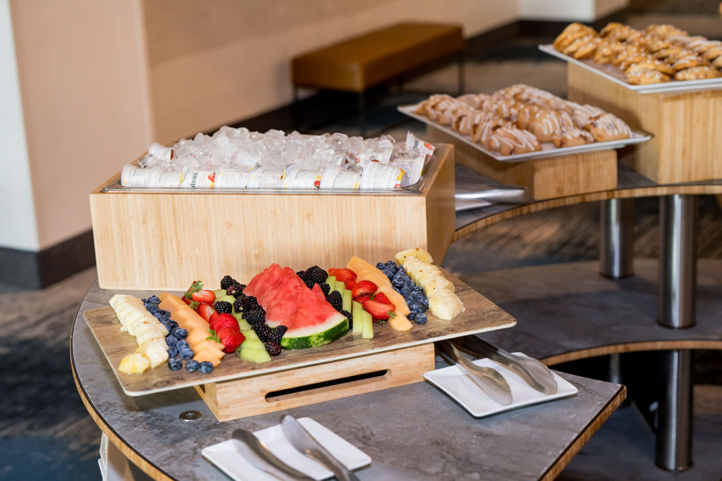 Fresh fruit and pastry breakfast display at the TMRS conference