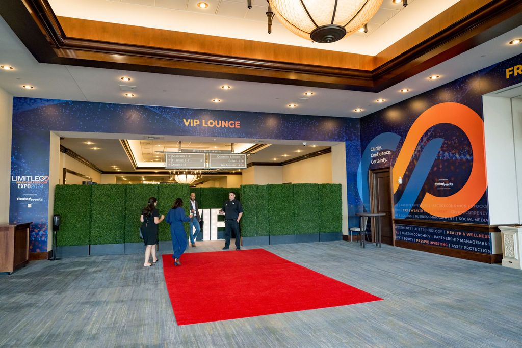 Red carpet entrance to the Limitless Expo VIP lounge