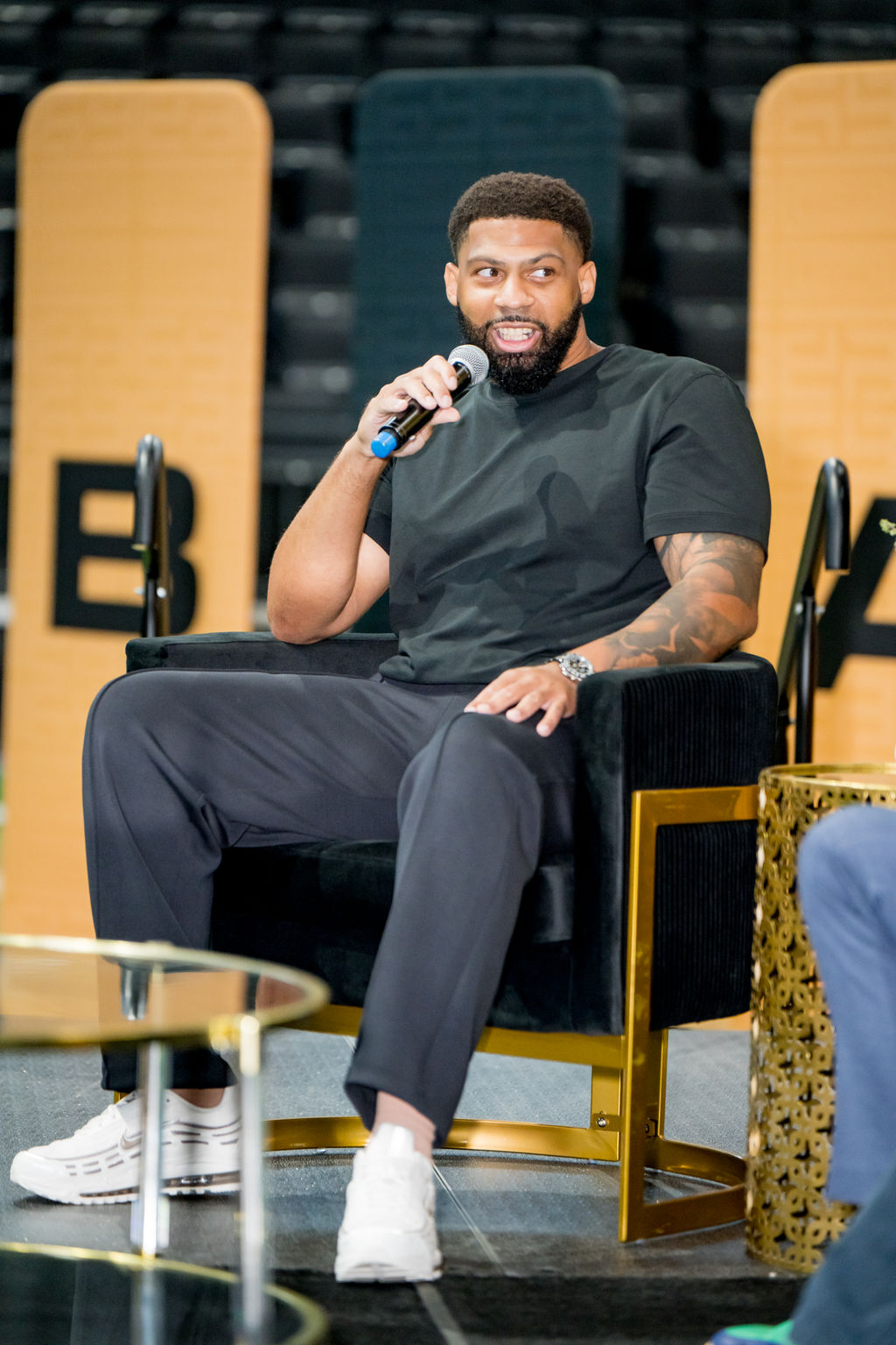 Guest speaker sharing his story during an arena panel