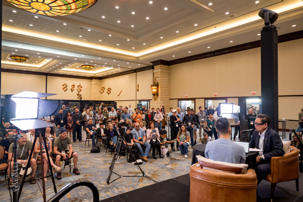 Live interview filmed in front of a standing crowd at Limitless Expo